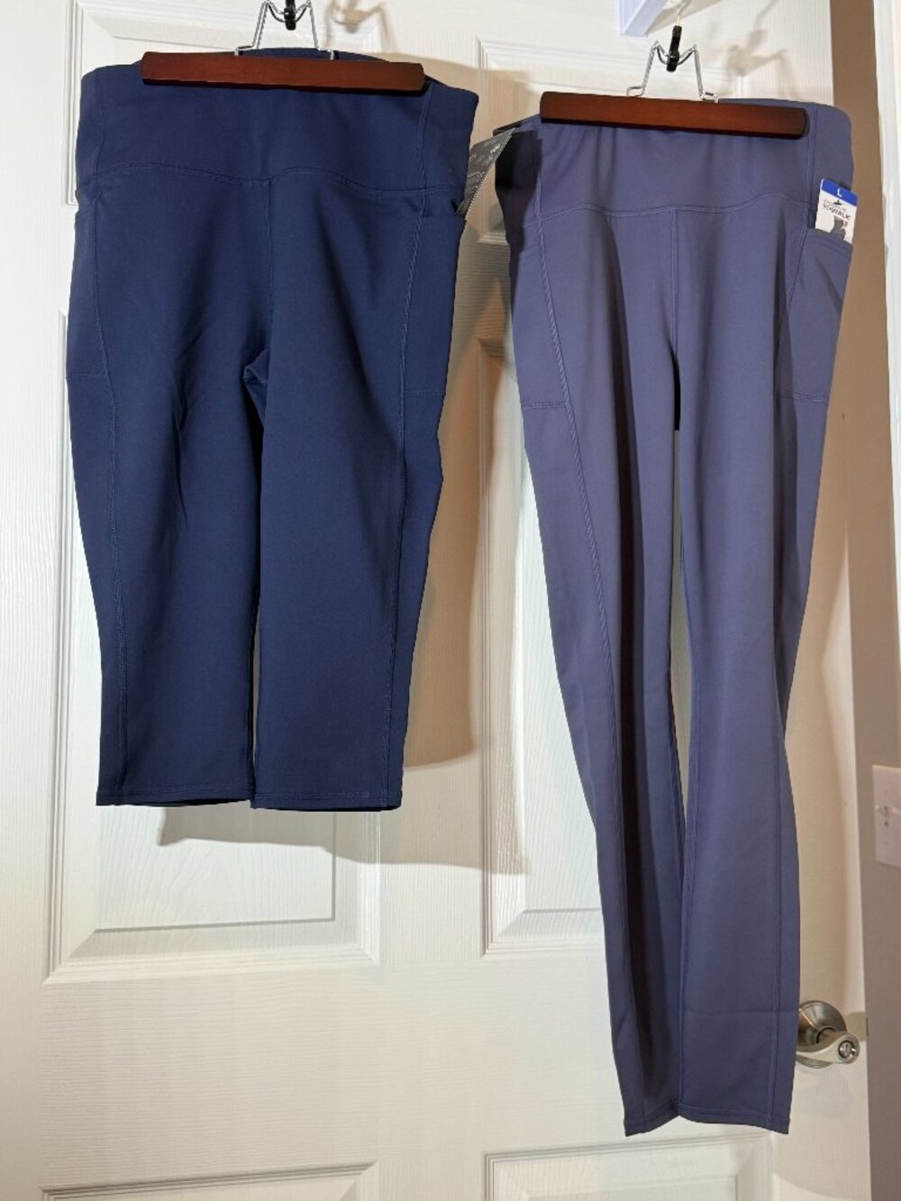 (2) Skechers Pants Blue Capris and Lavender Leggings, Women's L New With Tags!